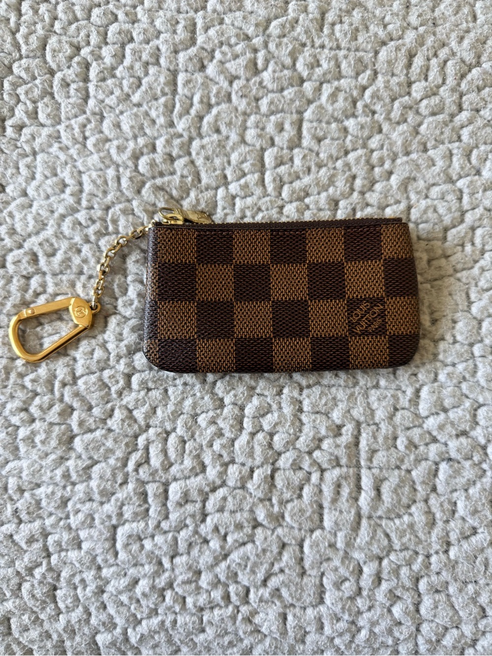 Louis Vuitton Damier Ebene Key Pouch / Coin Purse with Chain & Clasp